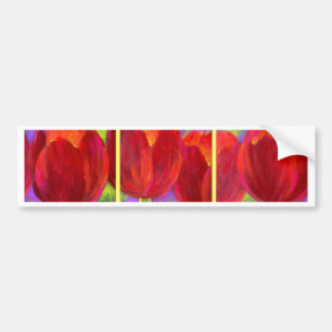 Adesivo Para Carro Pintura vermelha da arte das flores das tulipas -
