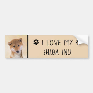 Adesivo Para Carro Pintura (vermelha) de Shiba Inu - arte original do