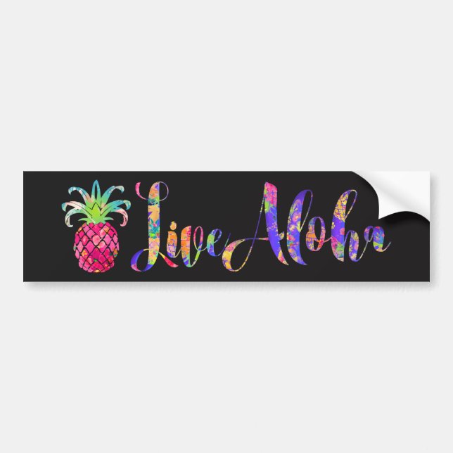 Adesivo Para Carro PixDezines Live Aloha Pineapple (Frente)