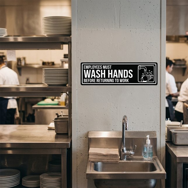 Adesivo Para Carro Placa de Lavagem de Mãos dos Funcionários (employees must wash hands sign,restroom hand washing sign,business bathroom sign,restaurant restroom)