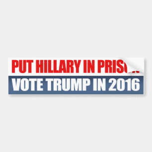 Adesivo Para Carro Pnha Hillary na prisão - vote o trunfo em 2016 -