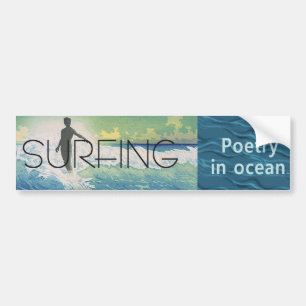 Adesivo Para Carro Poesia surfando SUPERIOR no oceano