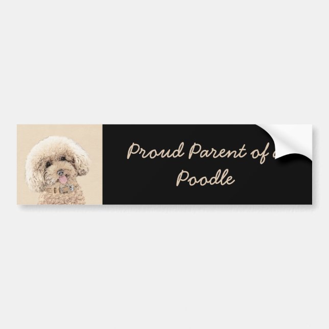 Adesivo Para Carro Poodle Miniature Toy Apricot Cream Brown Dog Art (Frente)