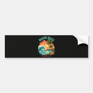 Adesivo Para Carro Pôr do sol tropical na praia de Waikiki no Havaí