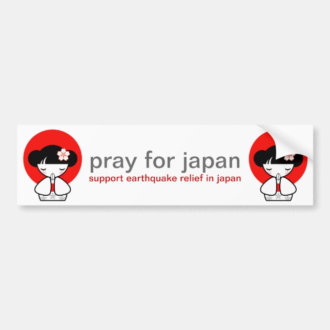 Adesivo Para Carro Pray para a boneca de Japão Kokeshi (Frente)