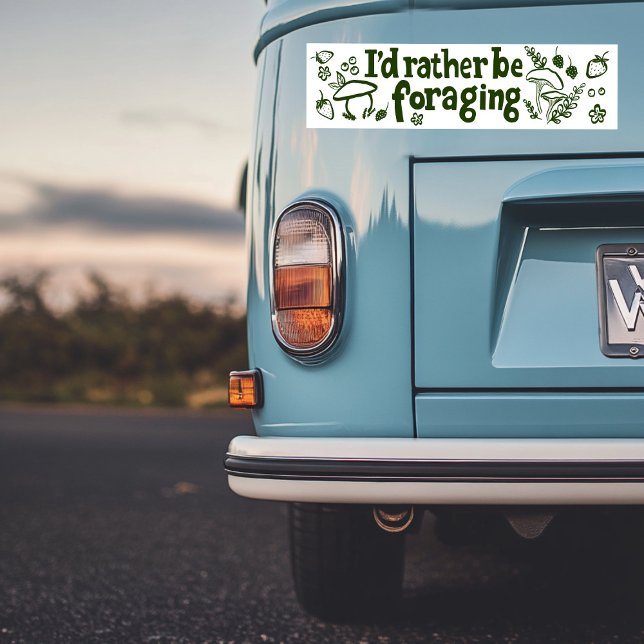 Adesivo Para Carro Preferencialmente ESTAVA A FORMAR Cogumelos. Plant (I'D RATHER BE FORAGING Mushrooms Berries Plants Cute Bumper Sticker
)