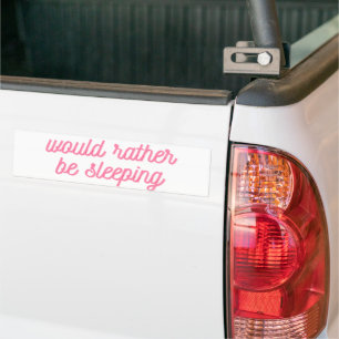Adesivo Para Carro Preferiria Estar Dormindo Cursivo Rosa Engraçado