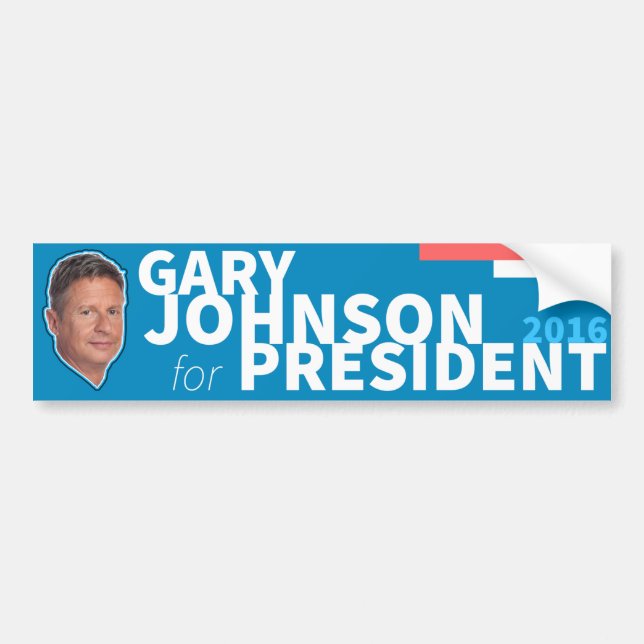 Adesivo Para Carro Presidente 2016 do libertário de Gary Johnson (Frente)