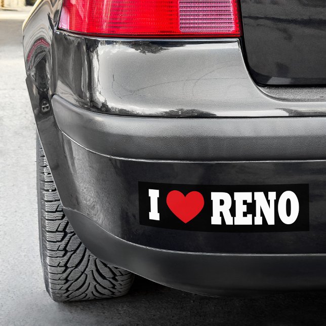 Adesivo Para Carro Preto e Branco Eu Amo Reno (Black and White I Love Reno Bumper Sticker)