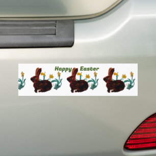 Adesivo Para Carro Primavera Rabbits Felz pascoa Daffodil