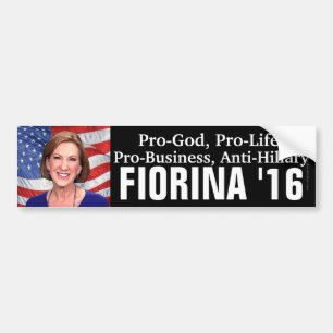 Adesivo Para Carro Pro-Deus, Anti-Hillary Carly Fiorina 2016