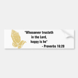 Adesivo Para Carro Proverbs 16:20 Bumper Sticker