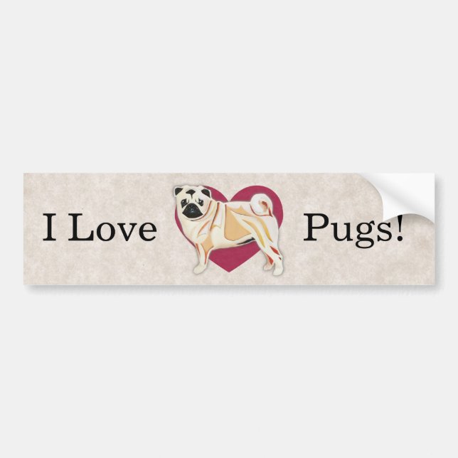 Adesivo Para Carro Pug Bumper Sticker (Frente)