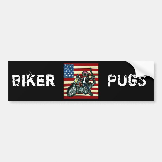 Adesivo Para Carro Pug Motoqueiro (Frente)