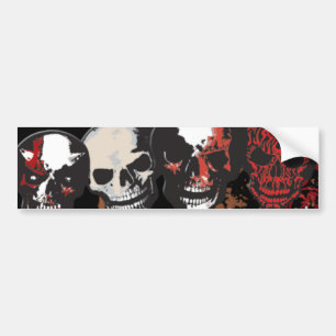 Adesivo Para Carro Quatro crânios sangrentos Bumpersticker assustado