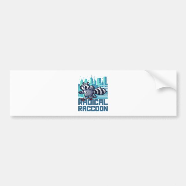 Adesivo Para Carro Radical Raccoon Urban Skateboarder (Frente)