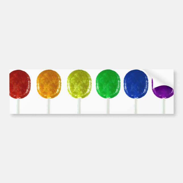 Adesivo Para Carro Rainbow Lollipops Bumper Sticker (Frente)