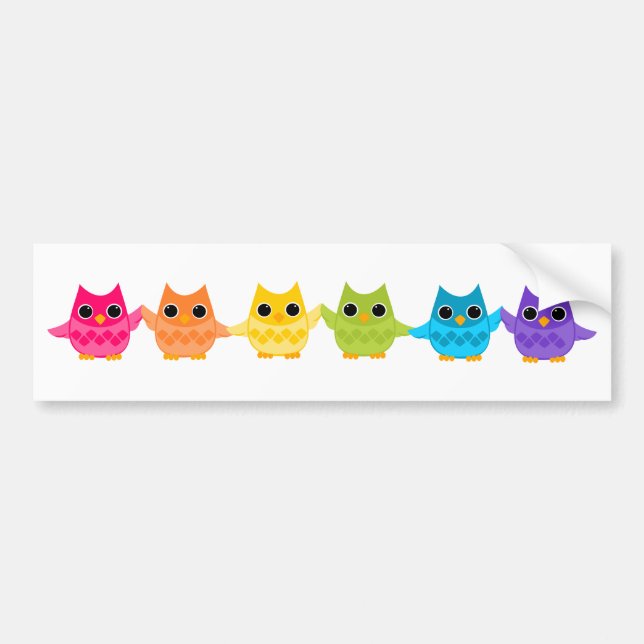 Adesivo Para Carro Rainbow Owls (Frente)