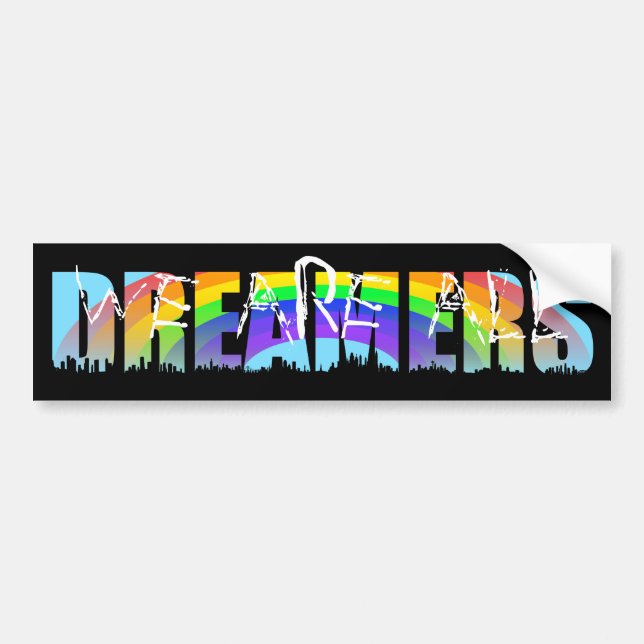 Adesivo Para Carro Rainbow Skyline Daca Dreamers 1 Bumper Sticker (Frente)