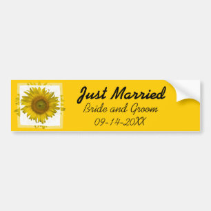 Adesivo Para Carro Recem casados amarelo do girassol