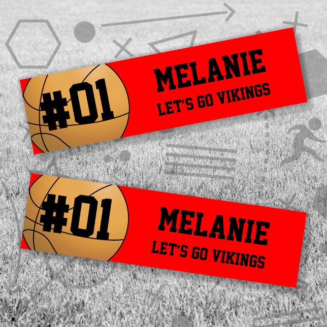 Adesivo Para Carro Red Black Basball Team (Red and Black Baseball Let's Go Team Bumper Sticker. Celebrate your high school or college athlete.)