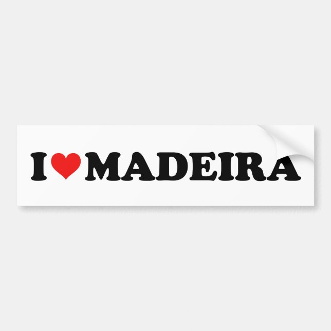 Adesivo Para Carro Red Heart I Love Madeira Car (Frente)