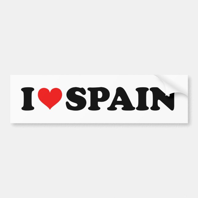 Adesivo Para Carro Red Love Heart I Love Espanha Spain (Frente)