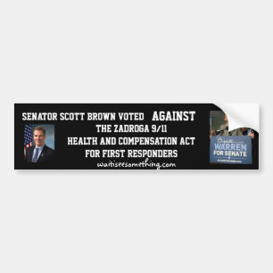 Adesivo Para Carro Registro de Scott Brown: Zadroga 9/11 de ato dos