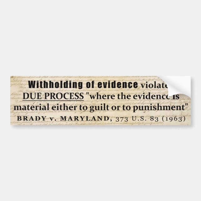 Adesivo Para Carro Retenção de Evidence Brady/Maryland (Frente)