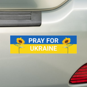 Adesivo Para Carro Reze pela Ucrânia Bandeira de Girassol Amarelo e 