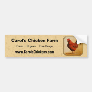 Adesivo Para Carro Rhode Island Red Rooster Amarelo Fundo