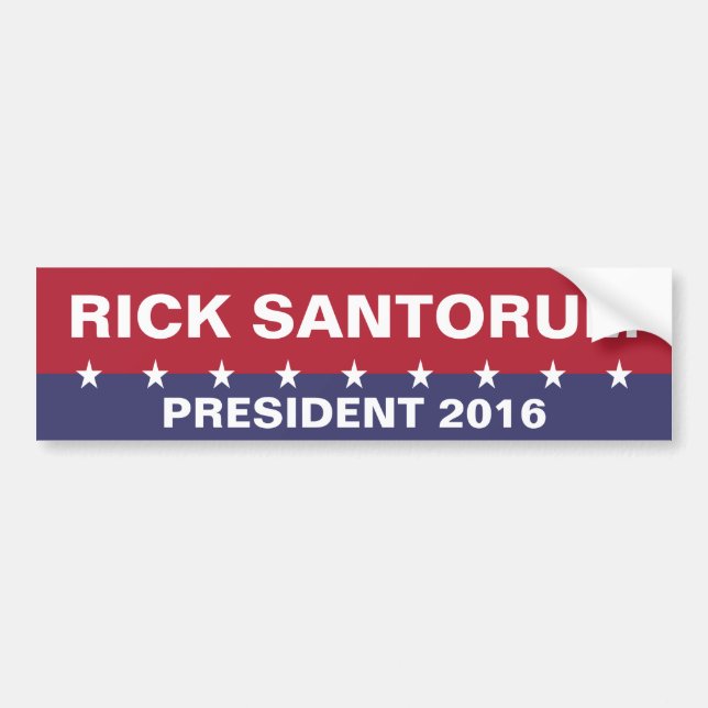 Adesivo Para Carro RICK SANTORUM para o Presidente 2016 (Frente)