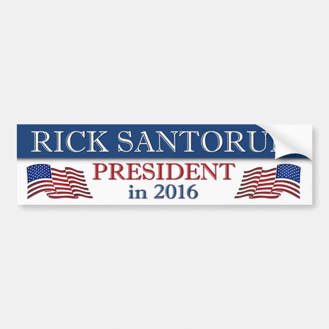 Adesivo Para Carro Rick Santorum Presidente em 2016 (Frente)