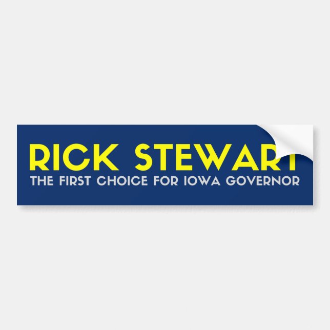 Adesivo Para Carro Rick Stewart para o Governador de Iowa Bumper Stic (Frente)