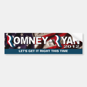 Adesivo Para Carro Romney/Ryan 2012 - consiga-o ENDIREITAR esta vez