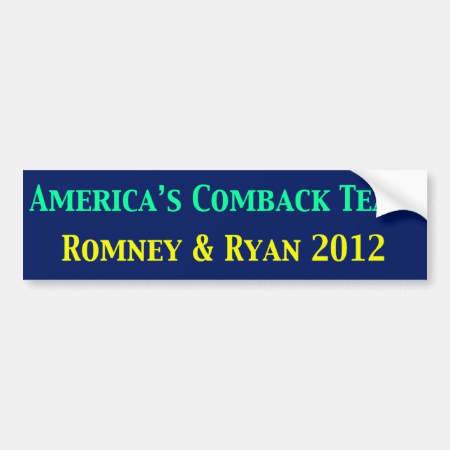 Adesivo Para Carro Romney & Ryan Americas voltam equipe (Frente)