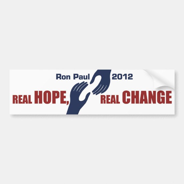 Adesivo Para Carro Ron Paul 2012: Esperança real, mudança real (Frente)