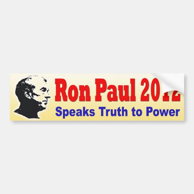 Adesivo Para Carro Ron Paul 2012 fala a verdade ao poder (Frente)