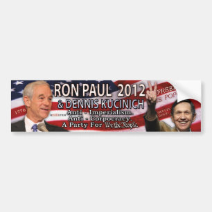 Adesivo Para Carro Ron Paul & Dennis Kucinich para a casa de 2012