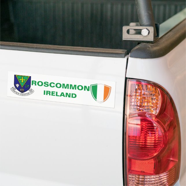 Adesivo Para Carro Roscommon Ireland Crest e Irish Flag (No caminhão)