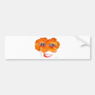 Adesivo Para Carro Rosto de Hibiscus com Sorriso - Laranja