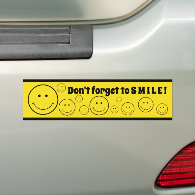 Adesivo Para Carro Rosto Grelha Não Esqueça o Amarelo SMILE (No carro)