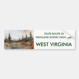 Adesivo Para Carro Rota 55, VIRGÍNIA OCIDENTAL, HIGHLAND SCENIC HIGH