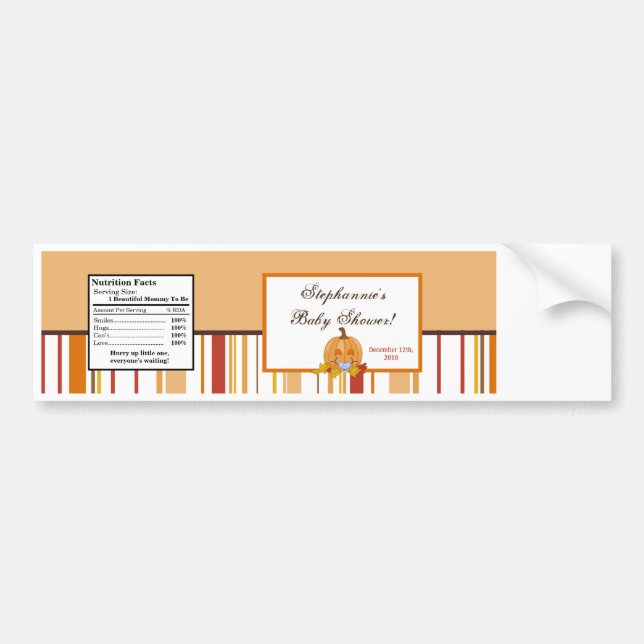 Adesivo Para Carro Rótulo da Garrafa de Água outono Pumpkin Bebê (Frente)