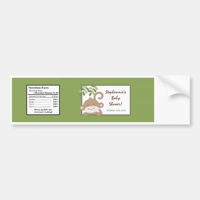 Adesivo Para Carro Rótulo da Garrafa de Água Safari Macaco Verde (Frente)