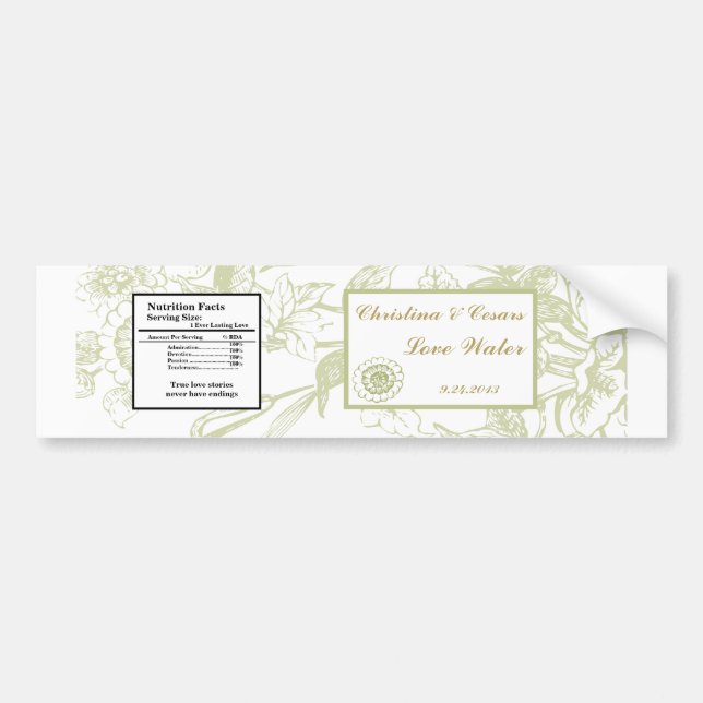 Adesivo Para Carro Rótulo da Garrafa Verde Gerbera Daisy Flowers Lig (Frente)