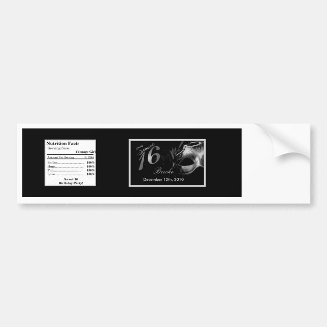 Adesivo Para Carro Rótulo do Frasco de Água Doce 16 Preto Prateado (Frente)