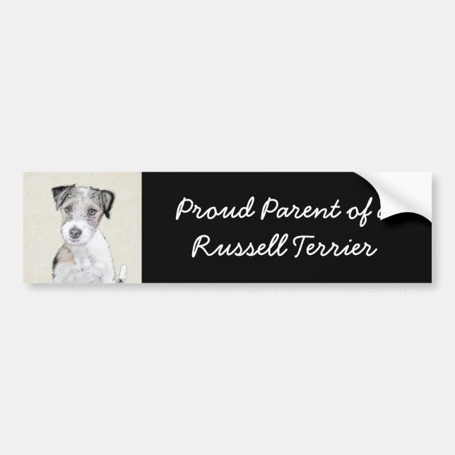 Adesivo Para Carro Russell Terrier Rough Painting - Arte Original de  (Frente)