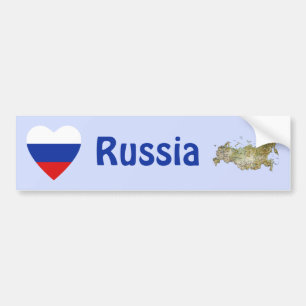Adesivo Para Carro Rússia Flag Heart + Bumper Sticker