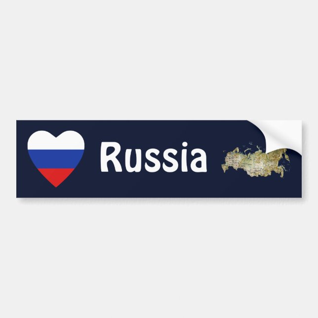Adesivo Para Carro Rússia Flag Heart + Map Bumper Sticker (Frente)